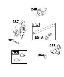 Fuel Supply Group Diagram and Parts List for 40N877-0049-B5  Briggs and Stratton Engine